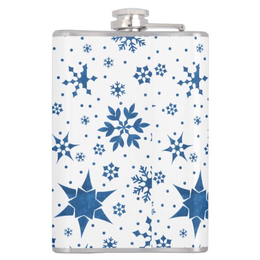 💙 Blue Snowflake Winter Gift For Him ❄️ フラスク (裏面)