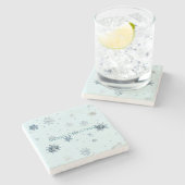 Blue Snowflakes Christmas  ストーンコースター (横)
