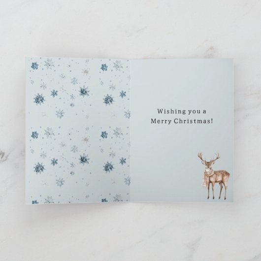 Blue Snowflakes Christmas Deer Train カード (内部)