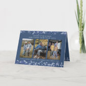 Blue Snowflakes Christmas Modern Collage 3 Photos カード (正面)