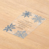 Blue Snowflakes Christmas Winter Bridal Shower アクリル招待状 (レイダウン)