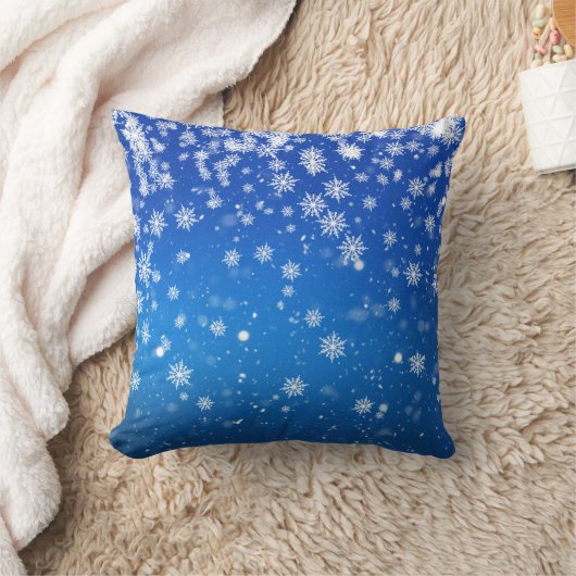 Blue Snowflakes Cushion クッション (ブランケット)