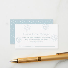Blue Snowflakes Guess How Many Baby Shower Game エンクロージャーカード