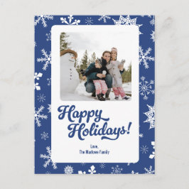 Blue Snowflakes Happy Holidays Photo Post Card シーズンポストカード