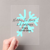 Blue snowflakes holiday camping house place date アクリル招待状 (インサイチュ (ポータブル))