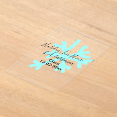 Blue snowflakes holiday camping house place date アクリル招待状 (レイダウン)