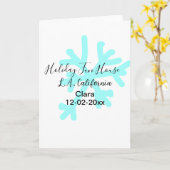 Blue snowflakes holiday camping house place date カード (黄色い花)