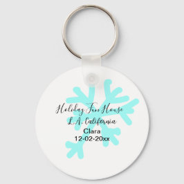 Blue snowflakes holiday camping house place date キーホルダー