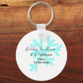 Blue snowflakes holiday camping house place date キーホルダー (正面)