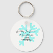 Blue snowflakes holiday camping house place date キーホルダー (裏面)