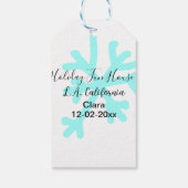 Blue snowflakes holiday camping house place date ギフトタグ (裏面)