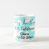 Blue snowflakes holiday camping house place date コーヒーマグカップ (中央)