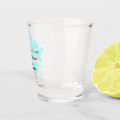 Blue snowflakes holiday camping house place date ショットグラス (右)