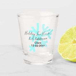 Blue snowflakes holiday camping house place date ショットグラス