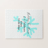 Blue snowflakes holiday camping house place date ジグソーパズル (横)