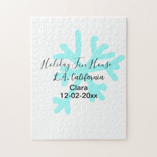 Blue snowflakes holiday camping house place date ジグソーパズル (縦)