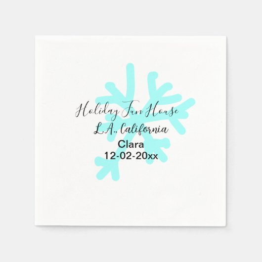 Blue snowflakes holiday camping house place date スタンダードカクテルナプキン (正面)