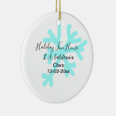 Blue snowflakes holiday camping house place date セラミックオーナメント (右)