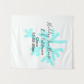 Blue snowflakes holiday camping house place date タペストリー (正面(横))