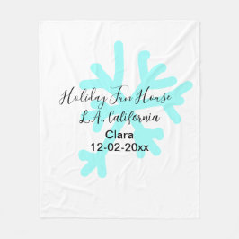 Blue snowflakes holiday camping house place date フリースブランケット