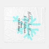 Blue snowflakes holiday camping house place date フリースブランケット (正面(横))