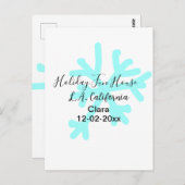 Blue snowflakes holiday camping house place date ポストカード (正面/裏面)