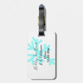 Blue snowflakes holiday camping house place date ラゲッジタグ (裏面縦)