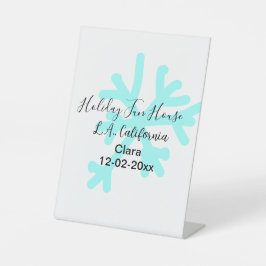 Blue snowflakes holiday camping house place date 台座サイン