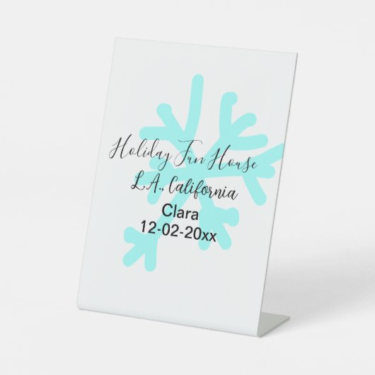 Blue snowflakes holiday camping house place date 台座サイン (正面)