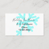Blue snowflakes holiday camping house place date 名刺 (裏面)