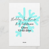 Blue snowflakes holiday camping house place date 招待状 (裏面)