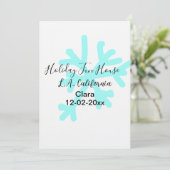 Blue snowflakes holiday camping house place date 招待状 (スタンド正面)