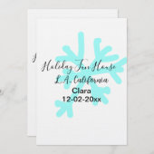 Blue snowflakes holiday camping house place date 招待状 (正面/裏面)