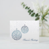 blue snowflakes ornaments Holiday postCards シーズンポストカード (スタンド正面)