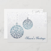 blue snowflakes ornaments Holiday postCards シーズンポストカード (正面/裏面)