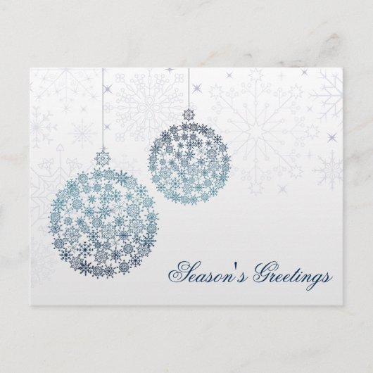 blue snowflakes ornaments Holiday postCards シーズンポストカード (正面)