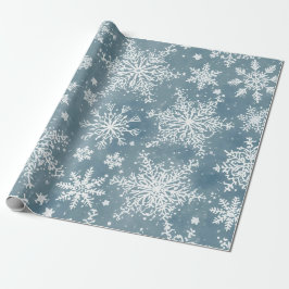 Blue Snowflakes Watercolor Winter Holiday ラッピングペーパー