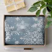 Blue Snowflakes Watercolor Winter Holiday 薄葉紙 (ギフト)