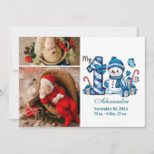 Blue Snowman 2 Photo  First Christmas シーズンカード (正面)