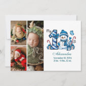 Blue Snowman 3 Photo  First Christmas シーズンカード (正面)
