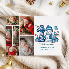 Blue Snowman 6 Photo First Christmas シーズンカード