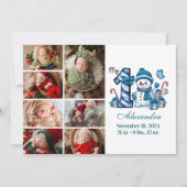 Blue Snowman 7 Photo  First Christmas シーズンカード (正面)