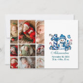 Blue Snowman 9 Photo  First Christmas シーズンカード (正面)