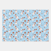 Blue Snowman Christmas Wrapping Paper ラッピングペーパーシート (正面3)