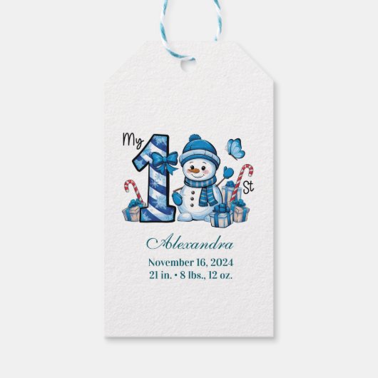 Blue Snowman First Christmas ギフトタグ (裏面)