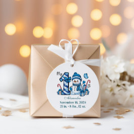 Blue Snowman First Christmas ラウンドシール