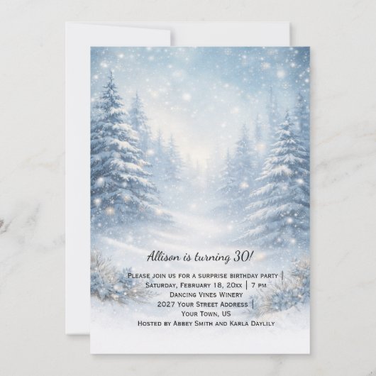 Blue Snowman Surprise Birthday Party | 招待状 (裏面)