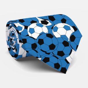 Blue Soccer Ball Collage - Two Side Print ネクタイ