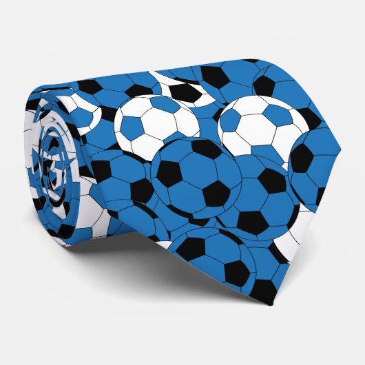 Blue Soccer Ball Collage - Two Side Print ネクタイ (ロール)