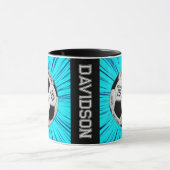 Blue Soccer Ball Custom Age Name Birthday  マグカップ (中央)